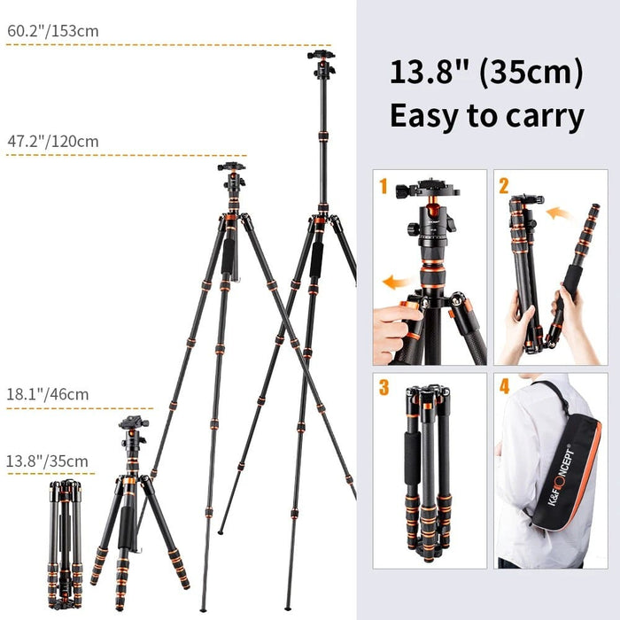 Carbon Fiber Camera Tripod For Dslr Portable Lightweight