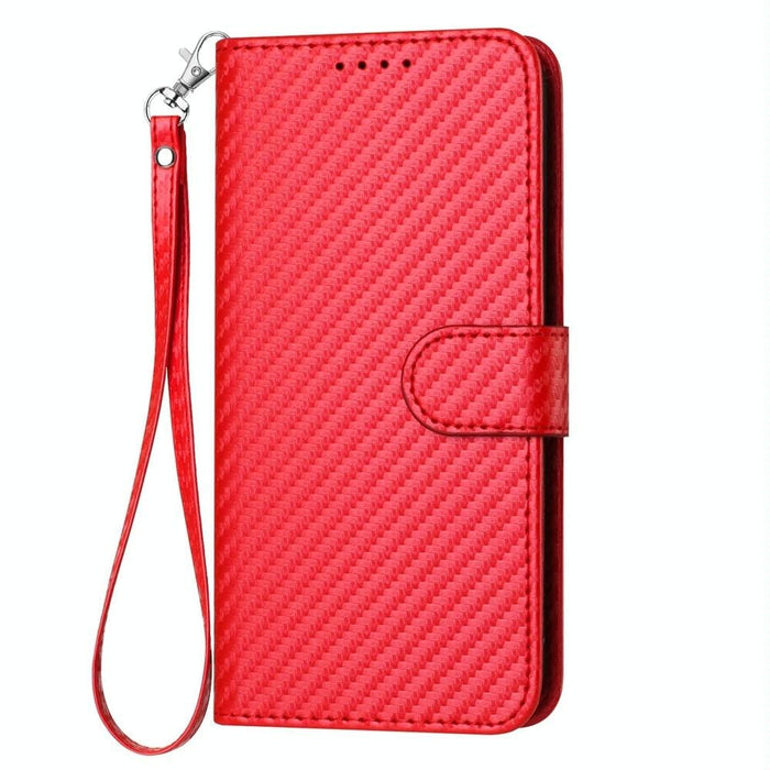 Carbon Fiber Leather Phone Case With Lanyard For Samsung
