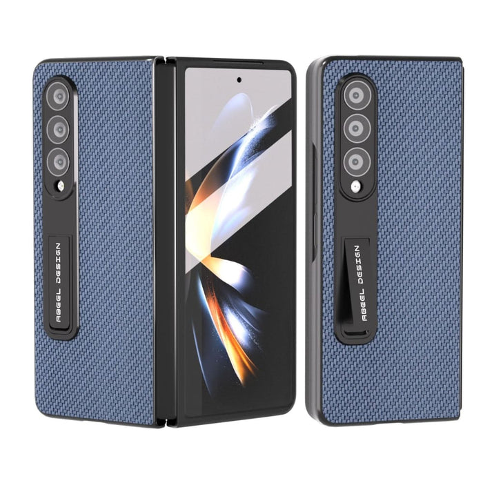 Carbon Fiber Texture Phone Case With Holder For Samsung