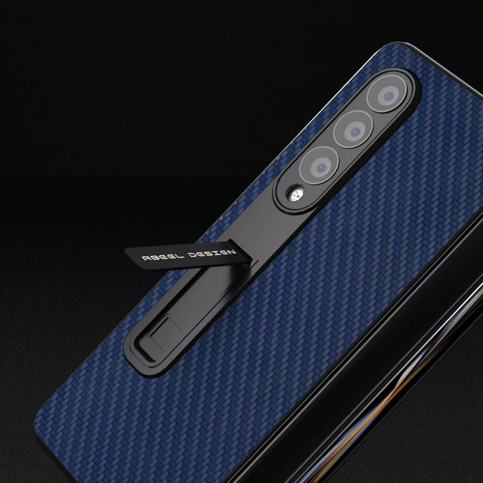 Carbon Fiber Texture Phone Case With Holder For Samsung