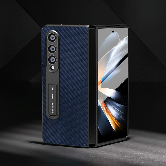 Carbon Fiber Texture Phone Case With Holder For Samsung