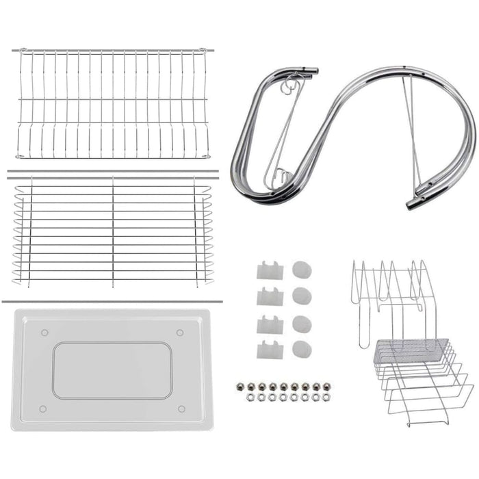Carla Home 2 Tier Dish Rack with Drain Board for Kitchen
