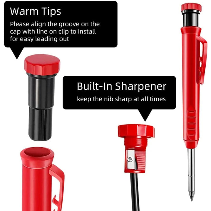 Carpenter Pencil Set with Sharpener Refills