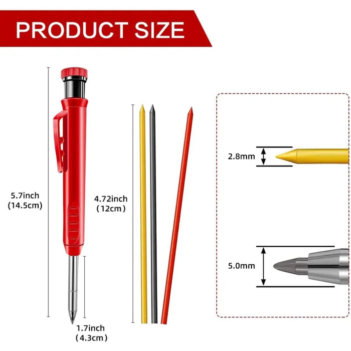 Carpenter Pencil Set with Sharpener Refills