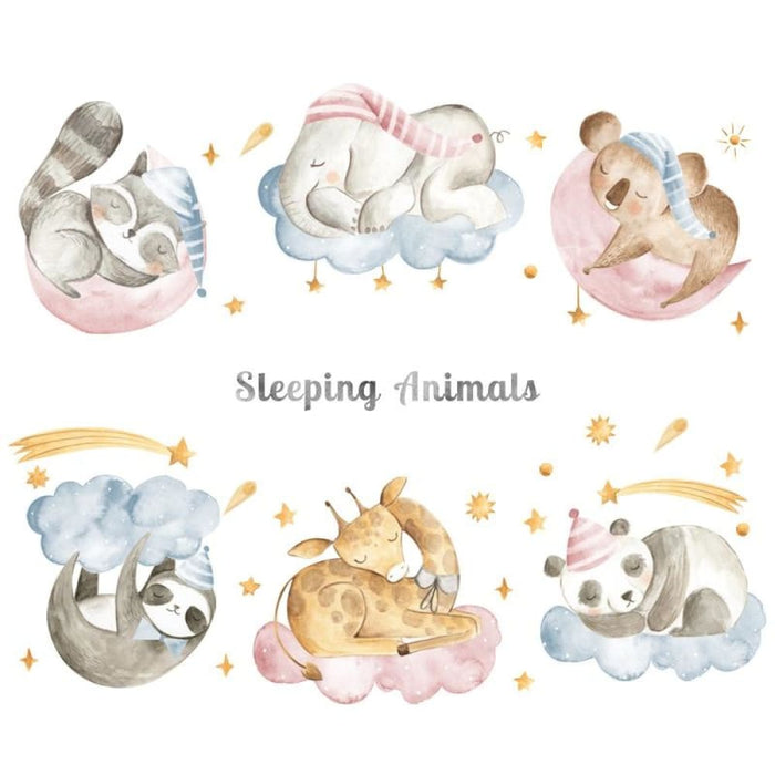 Cartoon Animal Baby Sleeping Wall Stickers For Decoartion