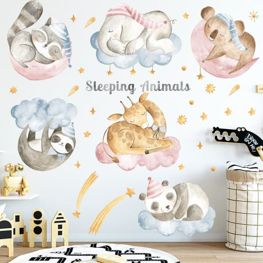 Cartoon Animal Baby Sleeping Wall Stickers For Decoartion