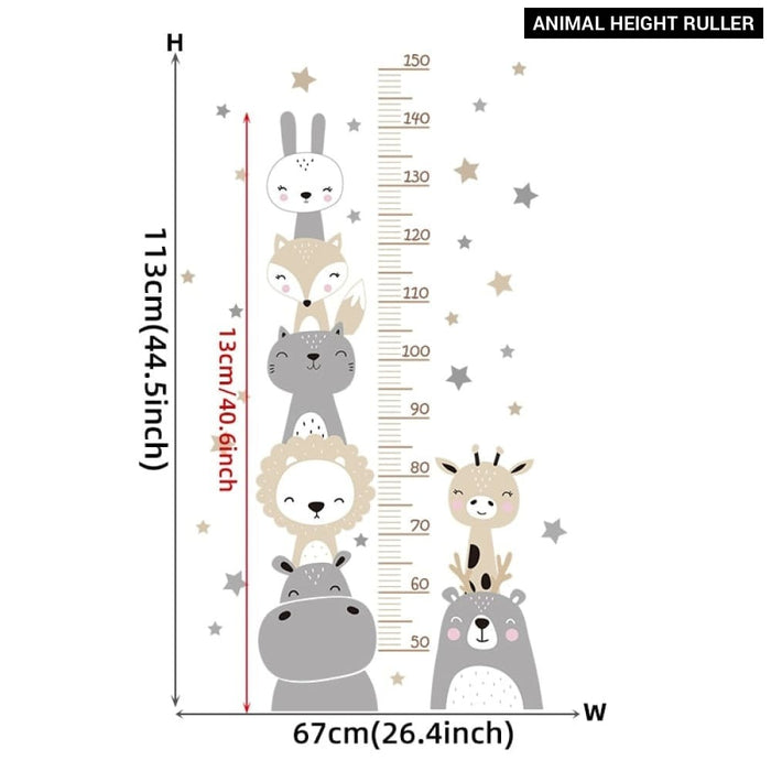 Cartoon Animala Height Ruller Wall Stickers for Kids Room