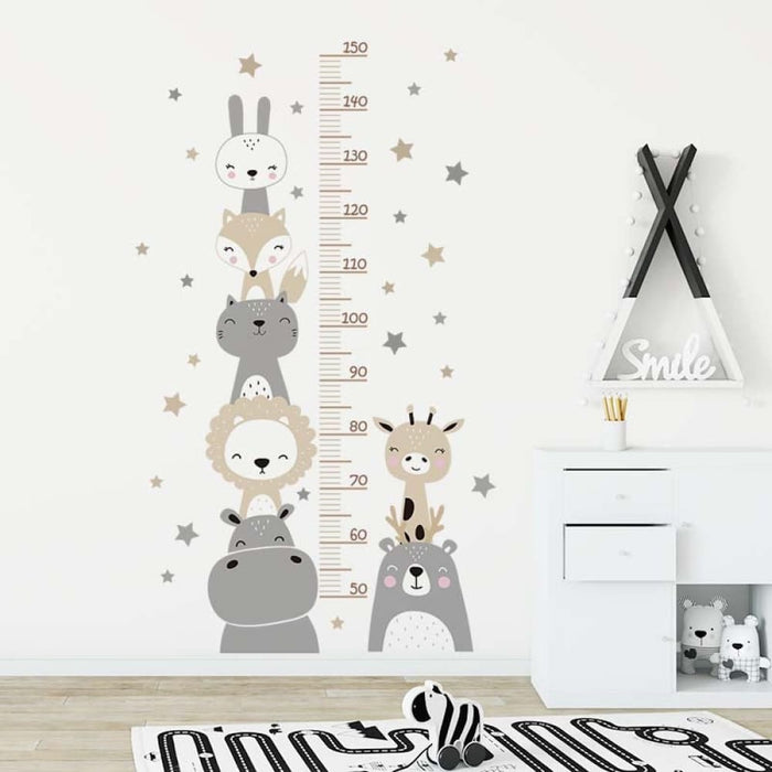 Cartoon Animala Height Ruller Wall Stickers for Kids Room