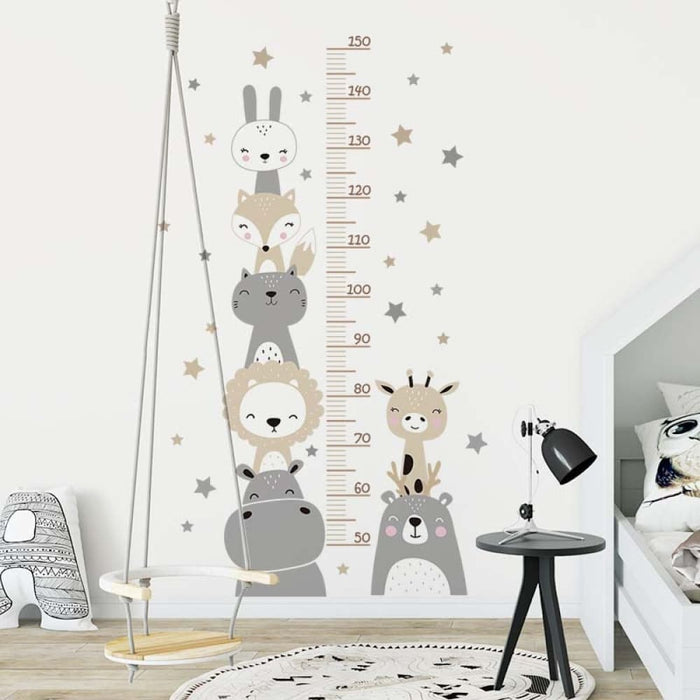 Cartoon Animala Height Ruller Wall Stickers For Kids Room