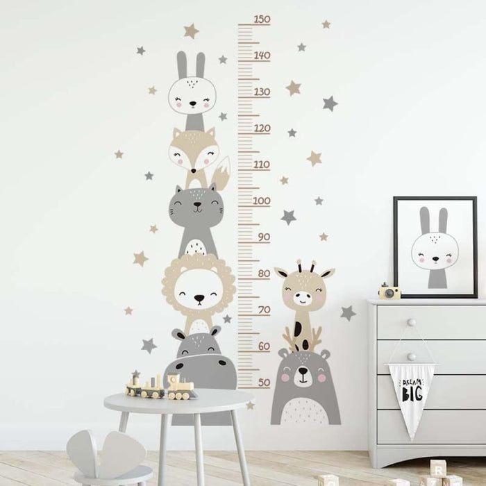 Cartoon Animala Height Ruller Wall Stickers For Kids Room
