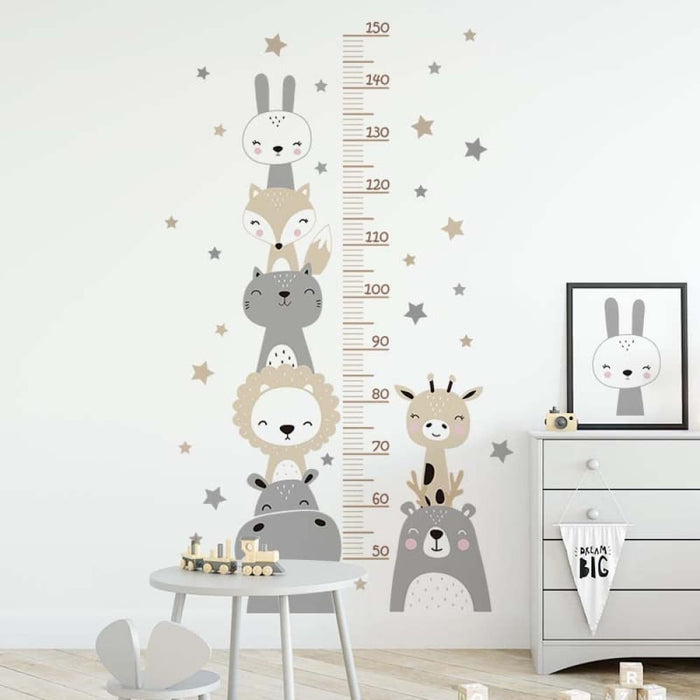 Cartoon Animala Height Ruller Wall Stickers for Kids Room