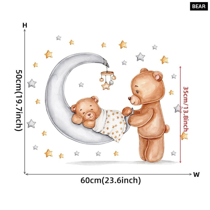 Cartoon Bear Mom And Baby Wall Stickers For Shower Party