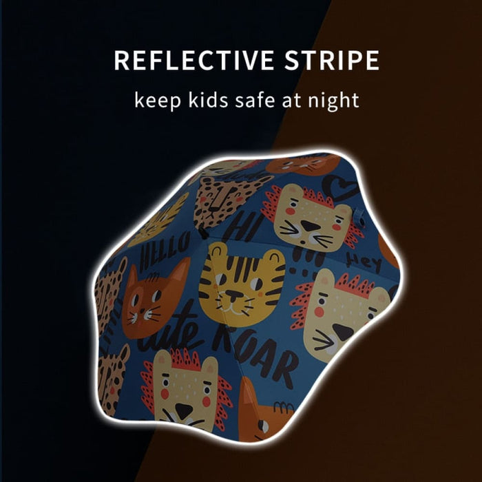 Cartoon Design Umbrella with Reflective Stripes for Kids