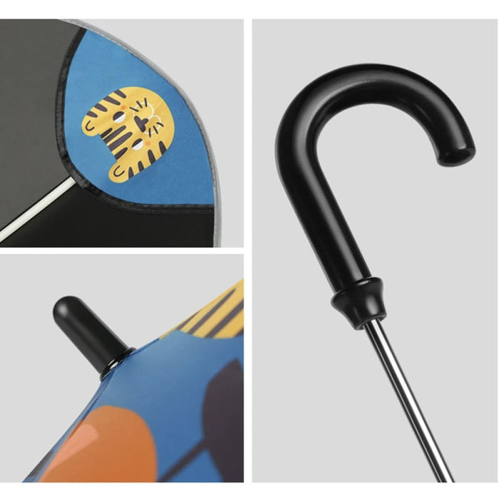 Cartoon Design Umbrella with Reflective Stripes for Kids