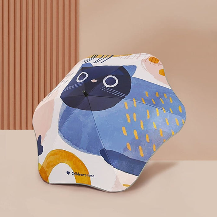 Cartoon Design Umbrella with Reflective Stripes for Kids