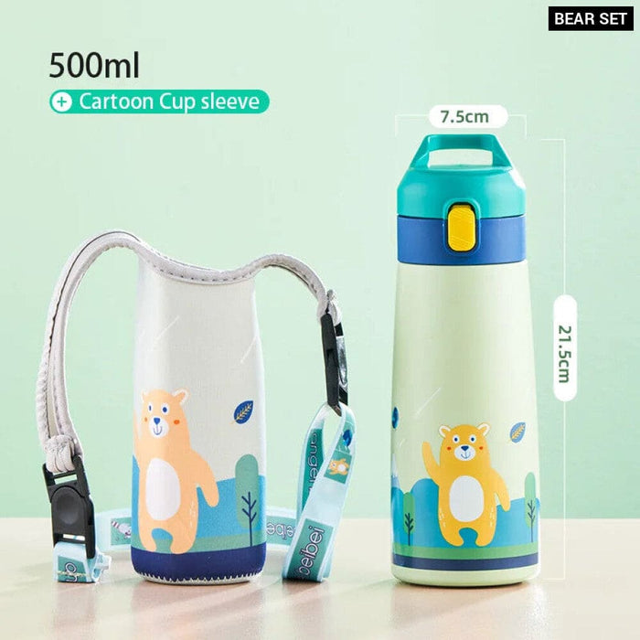Cartoon Kids Thermos Mug with Leak Proof Case