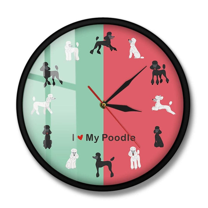 Cartoon Standard Poodle Wall Clock Kid Room Nursery Decor