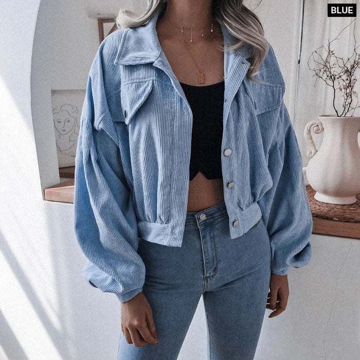 Casual Corduroy Coat with Turn