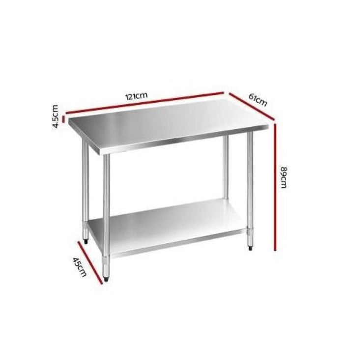 Cefito 1219 x 610mm Commercial Stainless Steel Kitchen Bench