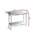 Cefito 1219 x 610mm Commercial Stainless Steel Kitchen Bench