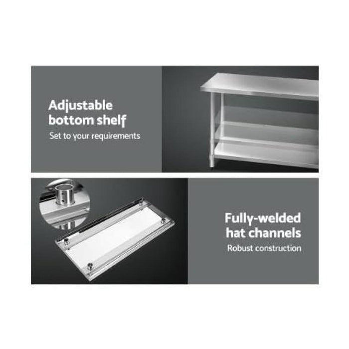 Cefito 1219 x 610mm Commercial Stainless Steel Kitchen Bench