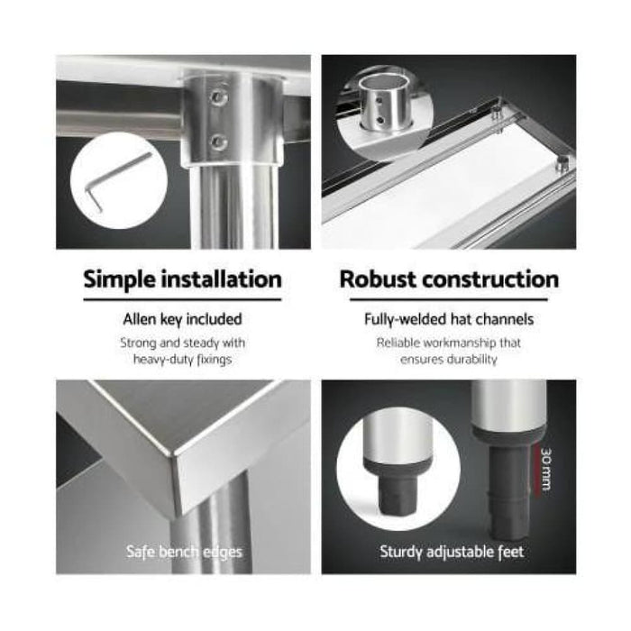Cefito 1524 x 610mm Commercial Stainless Steel Kitchen Bench