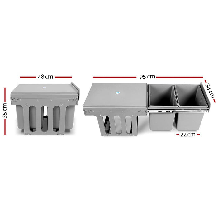 Goslash Picks Cefito 2x15l Pull out Bin - Grey