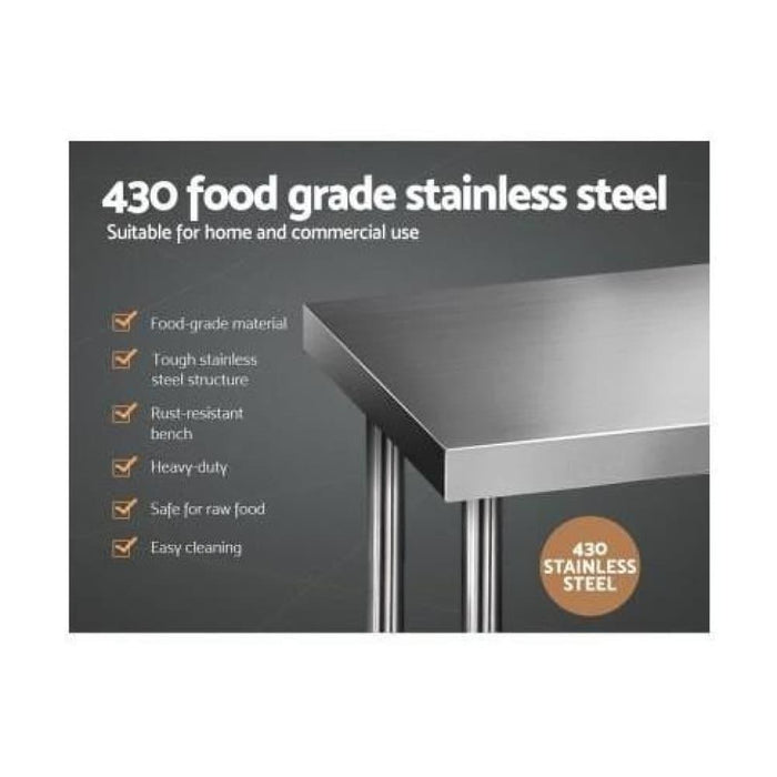 Cefito 610 x 1829mm Commercial Stainless Steel Kitchen Bench