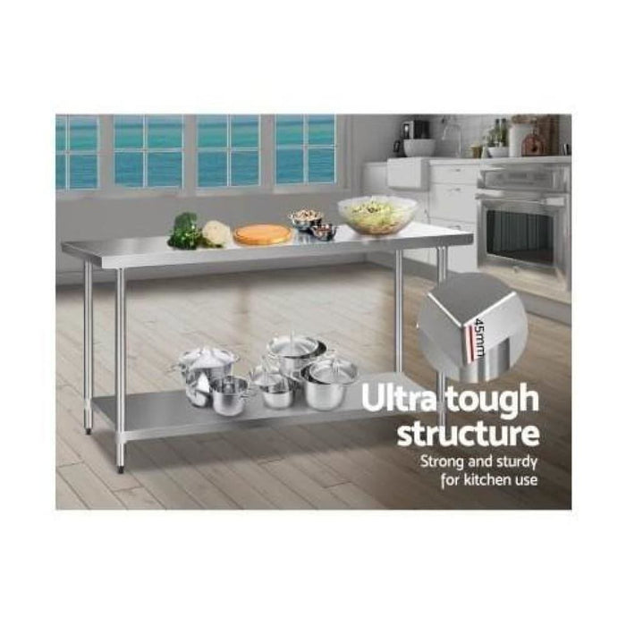 Cefito 610 x 1829mm Commercial Stainless Steel Kitchen Bench