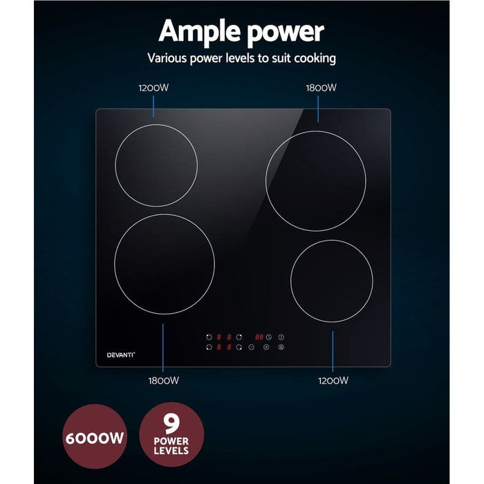 Ceramic Cooktop 60cm Electric Cooker 4 Burner Stove Hob