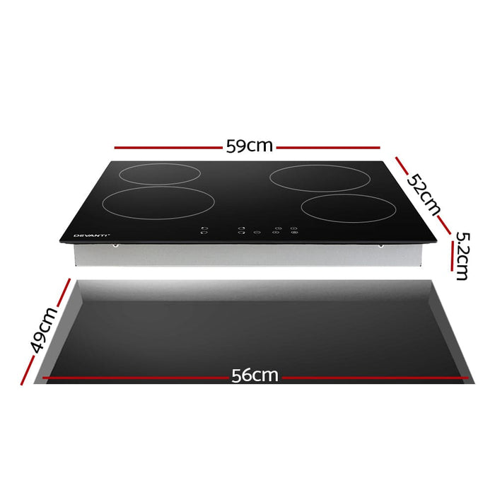 Ceramic Cooktop 60cm Electric Cooker 4 Burner Stove Hob