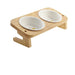 Pet Cat Dog Ceramic Feed Food And Water Bowls Oak Frame