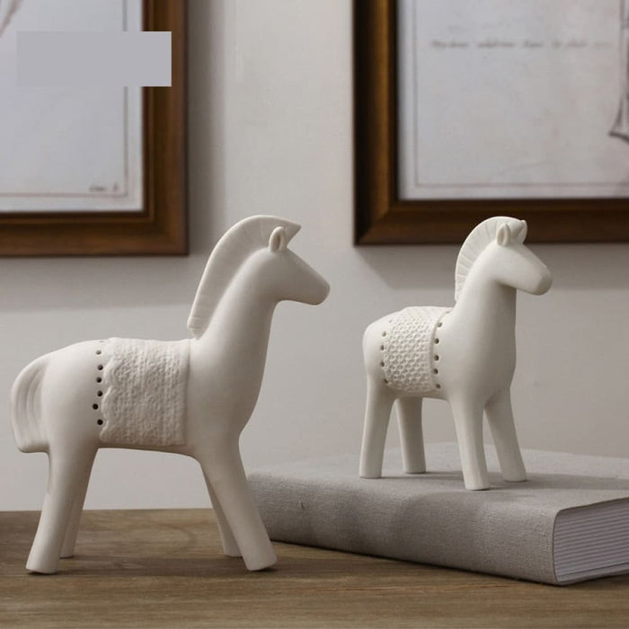 Ceramic Horse Statue Animal Figurine Modern Sculpture Home