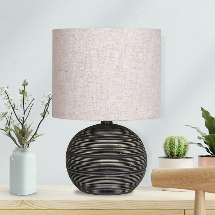 Ceramic Table Lamp with Striped Pattern