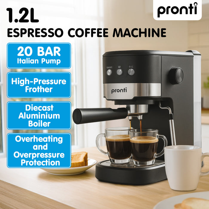 Cm-850D Coffee Machine 20 Bar Espresso Maker With Milk Frother And 1.25L Tank