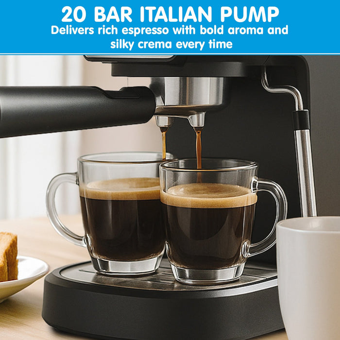 Cm-850D Coffee Machine 20 Bar Espresso Maker With Milk Frother And 1.25L Tank