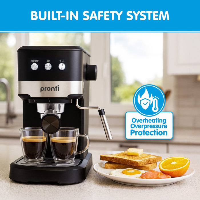 Cm-850D Coffee Machine 20 Bar Espresso Maker With Milk Frother And 1.25L Tank