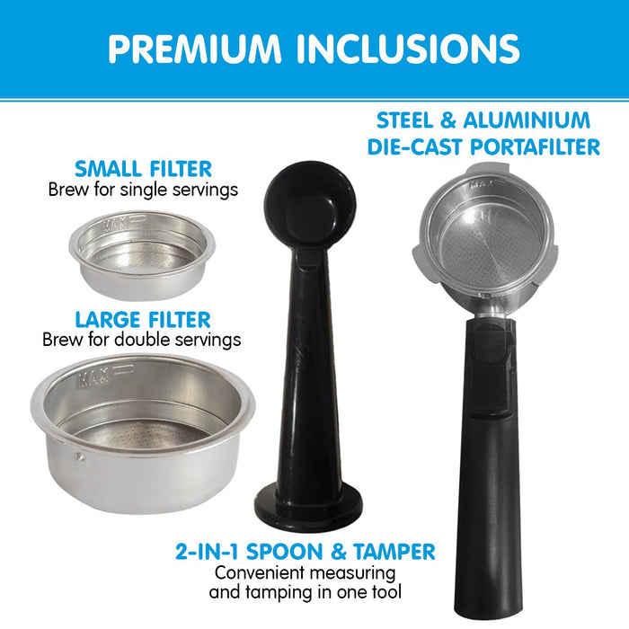 Cm-850D Coffee Machine 20 Bar Espresso Maker With Milk Frother And 1.25L Tank