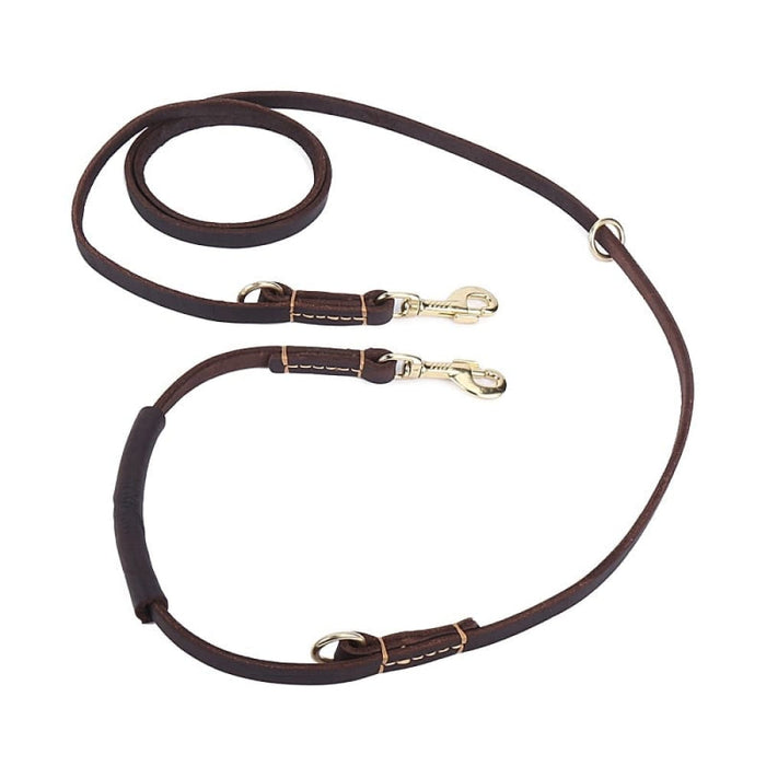 P Chain Collar Leather Handle Dog Leash