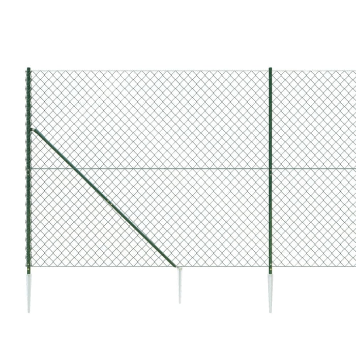 Chain Link Fence with Spike Anchors Green 1.6x10 m Optkxa