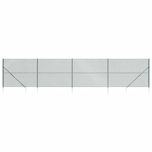 Chain Link Fence with Spike Anchors Green 1.6x10 m Optkxa