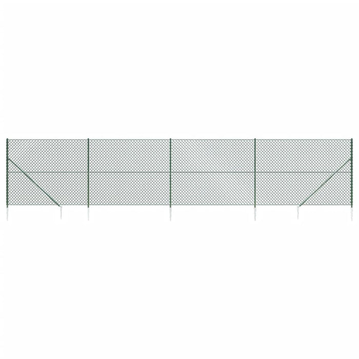 Chain Link Fence with Spike Anchors Green 1.6x10 m Optkxa