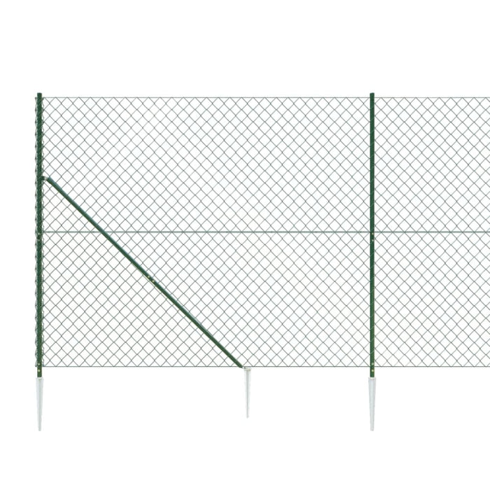 Chain Link Fence With Spike Anchors Green 1.8x10 m Optkxp
