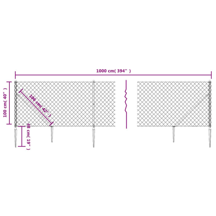Chain Link Fence with Spike Anchors Green 1x10 m Optkxo