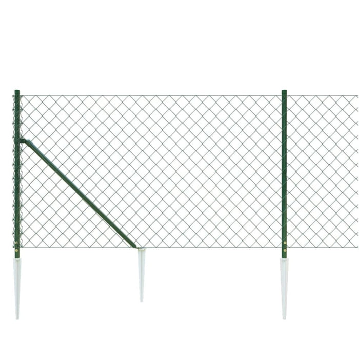 Chain Link Fence with Spike Anchors Green 1x25 m Optkxk