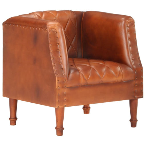 Tub Chair Brown Real Goat Leather Gl7876616