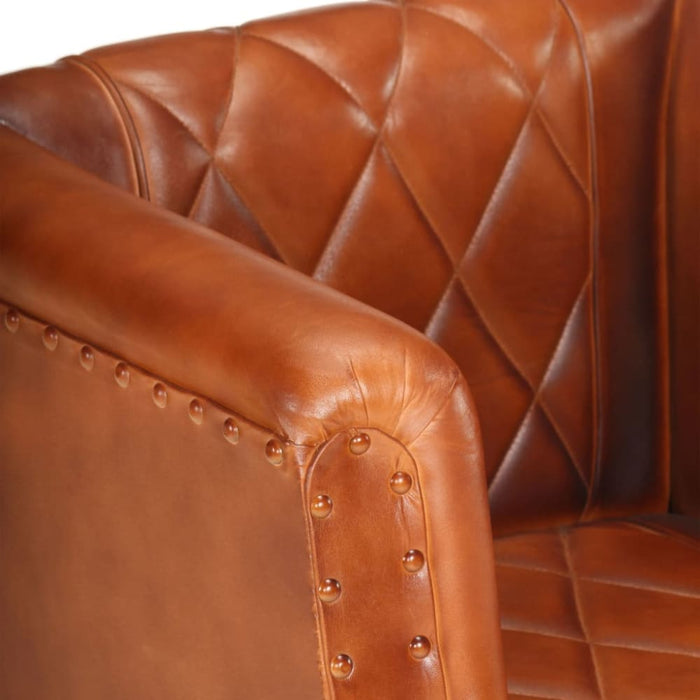 Tub Chair Brown Real Goat Leather Gl7876616