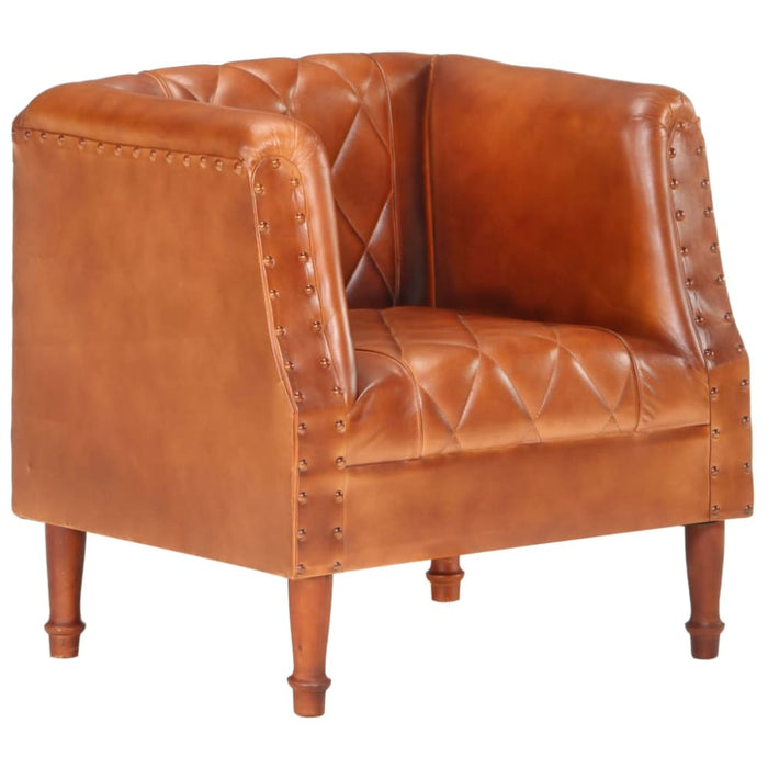 Tub Chair Brown Real Goat Leather Gl7876616