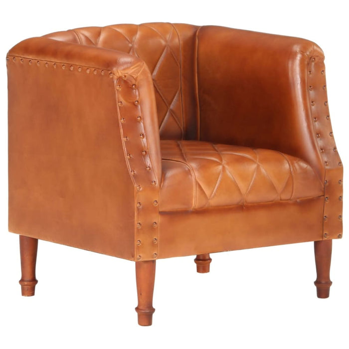 Tub Chair Brown Real Goat Leather Gl7876616