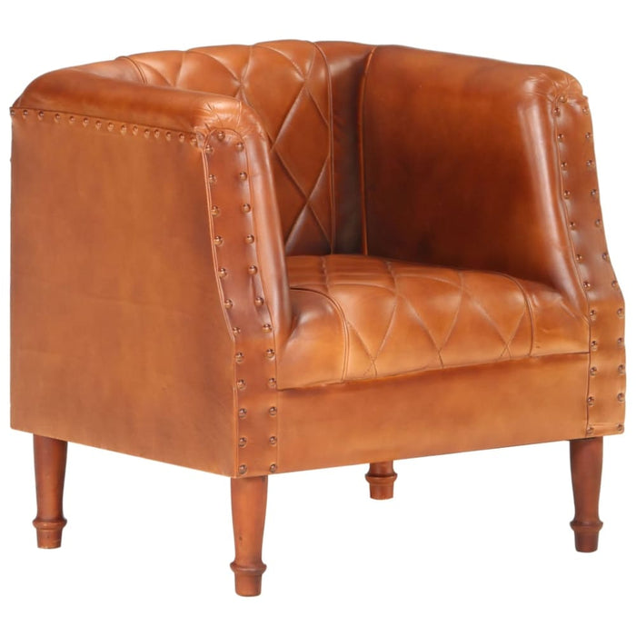 Tub Chair Brown Real Goat Leather Gl7876616